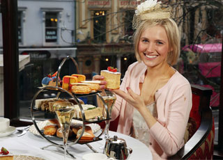Laura Ann Barr enjoys the Royal Afternoon Tea at the Europa Hotel